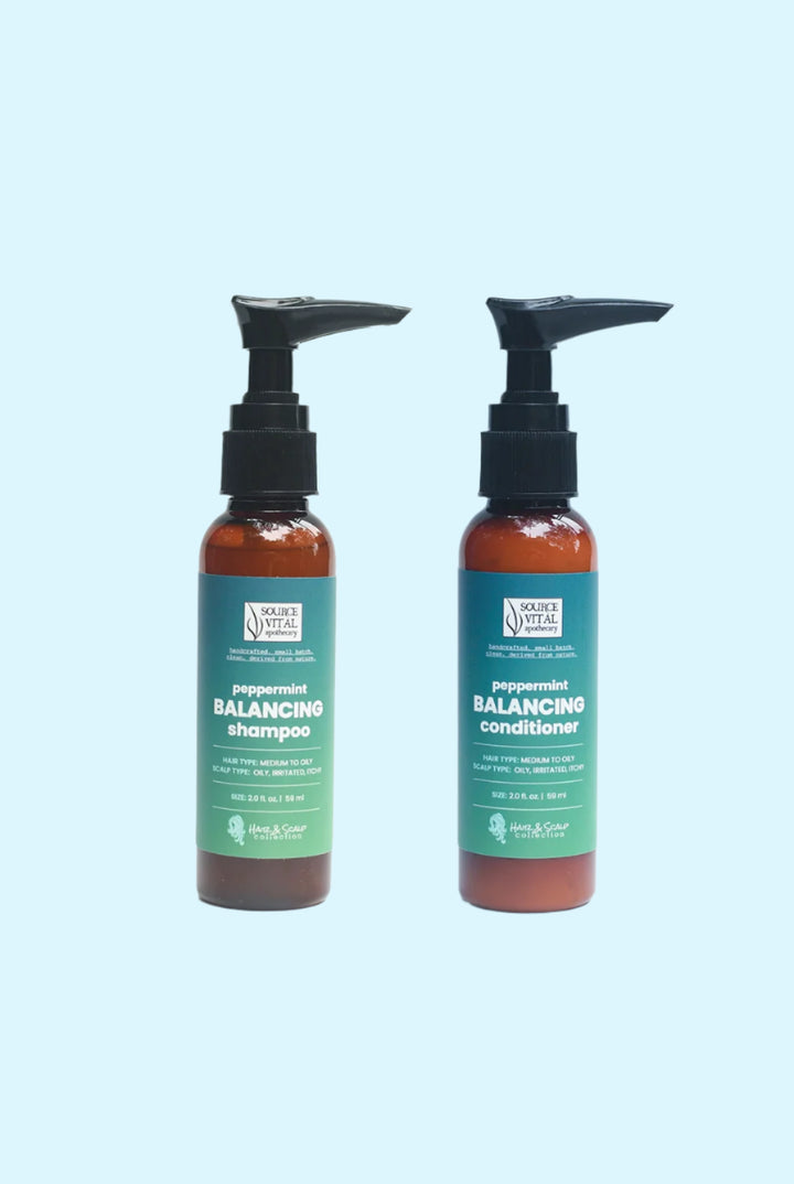 Peppermint Balancing Shampoo & Conditioner Set - Travel Size