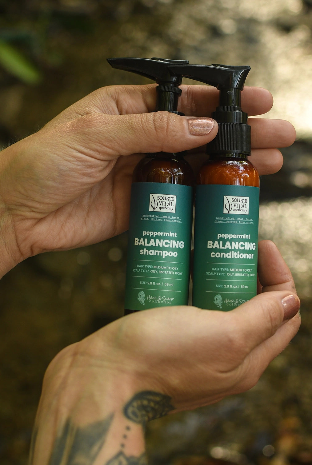Peppermint Balancing Shampoo and Conditioner - travel sizes