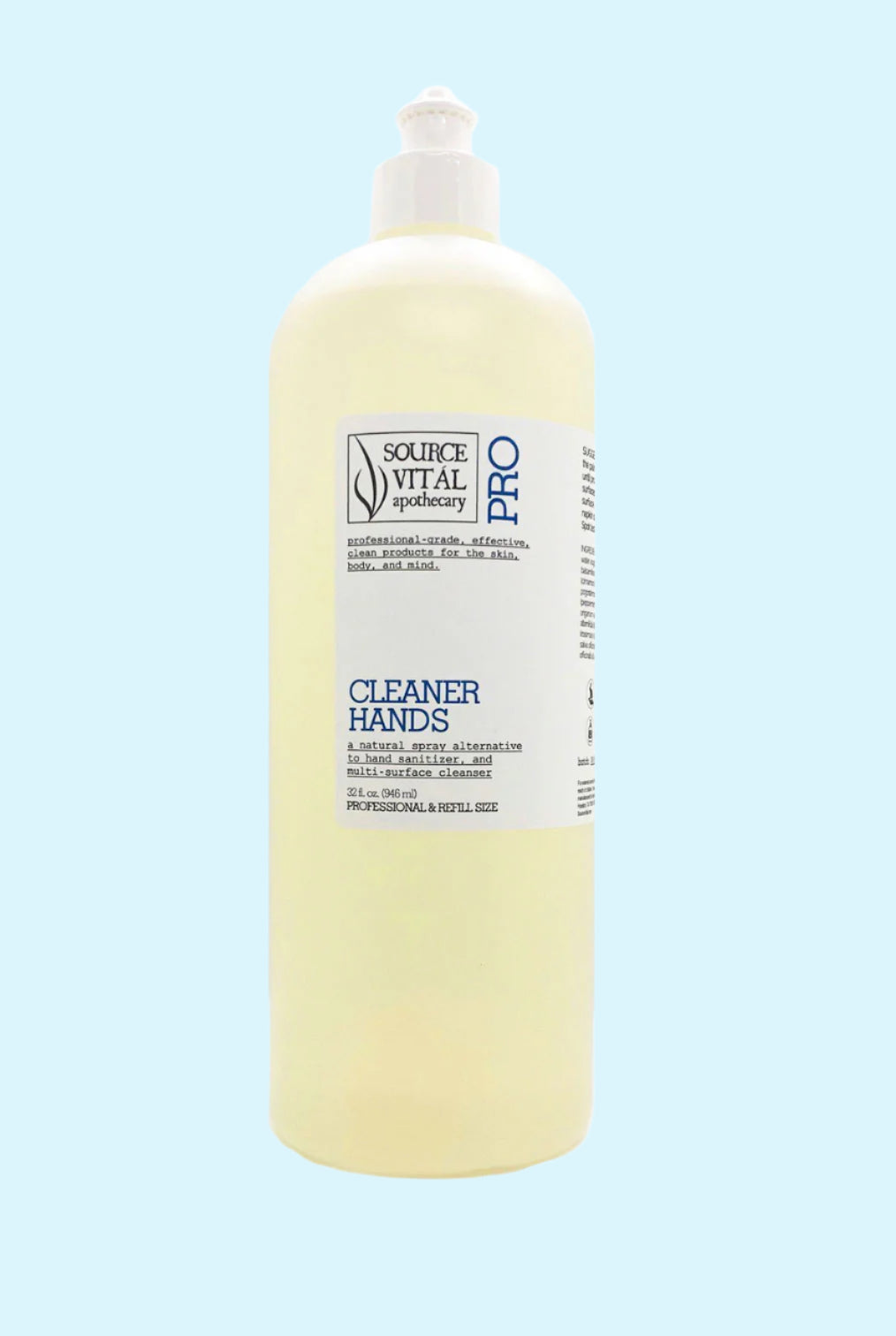 Cleaner Hands Spray Refill Bottle 32oz Quart