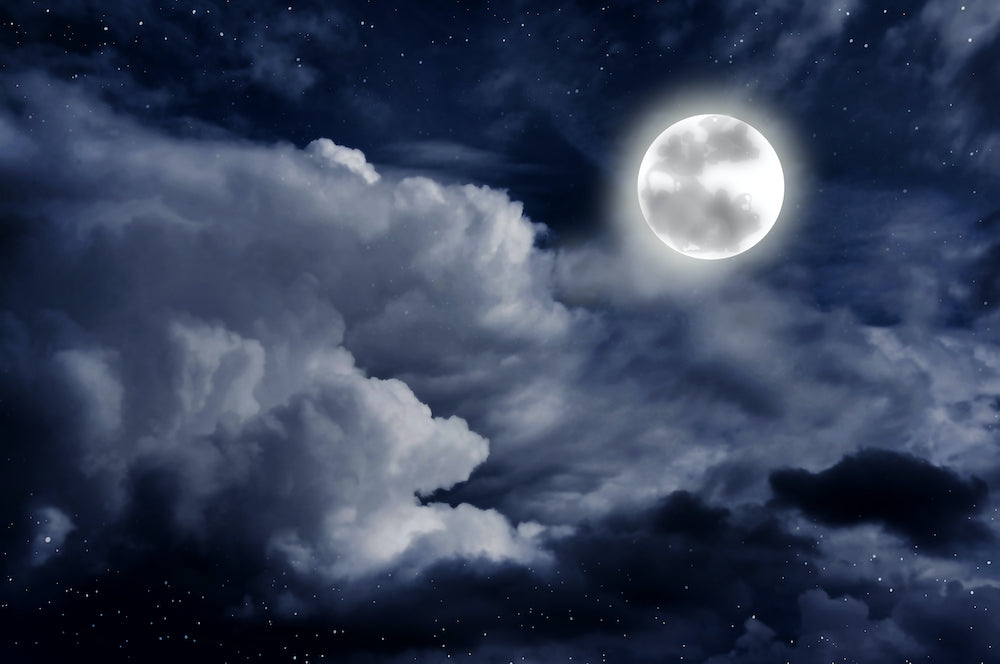 Night sky with clouds and Full moon present