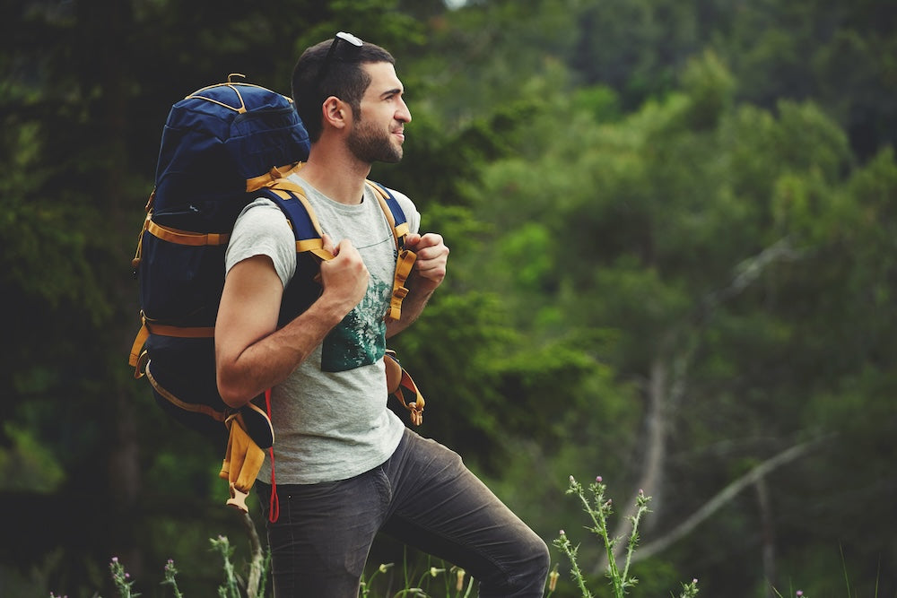 Man Hiking in the woods