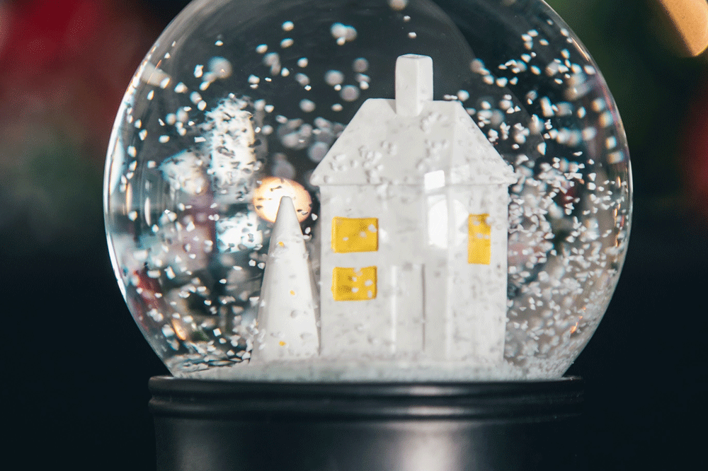 Snowglobe with house and trees inside 