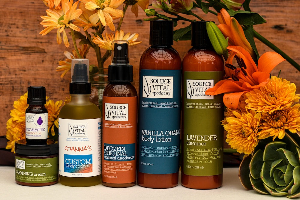 Collection of Source Vital Products against fall foliage