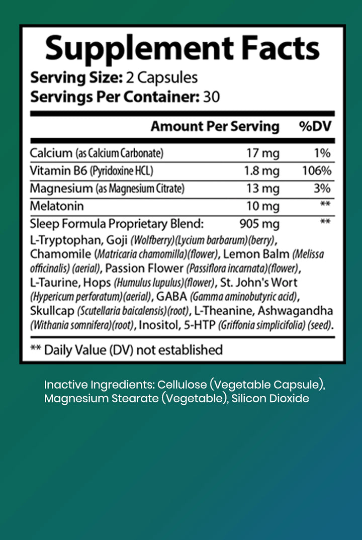 Supplement Facts for Serenity Nutrio
