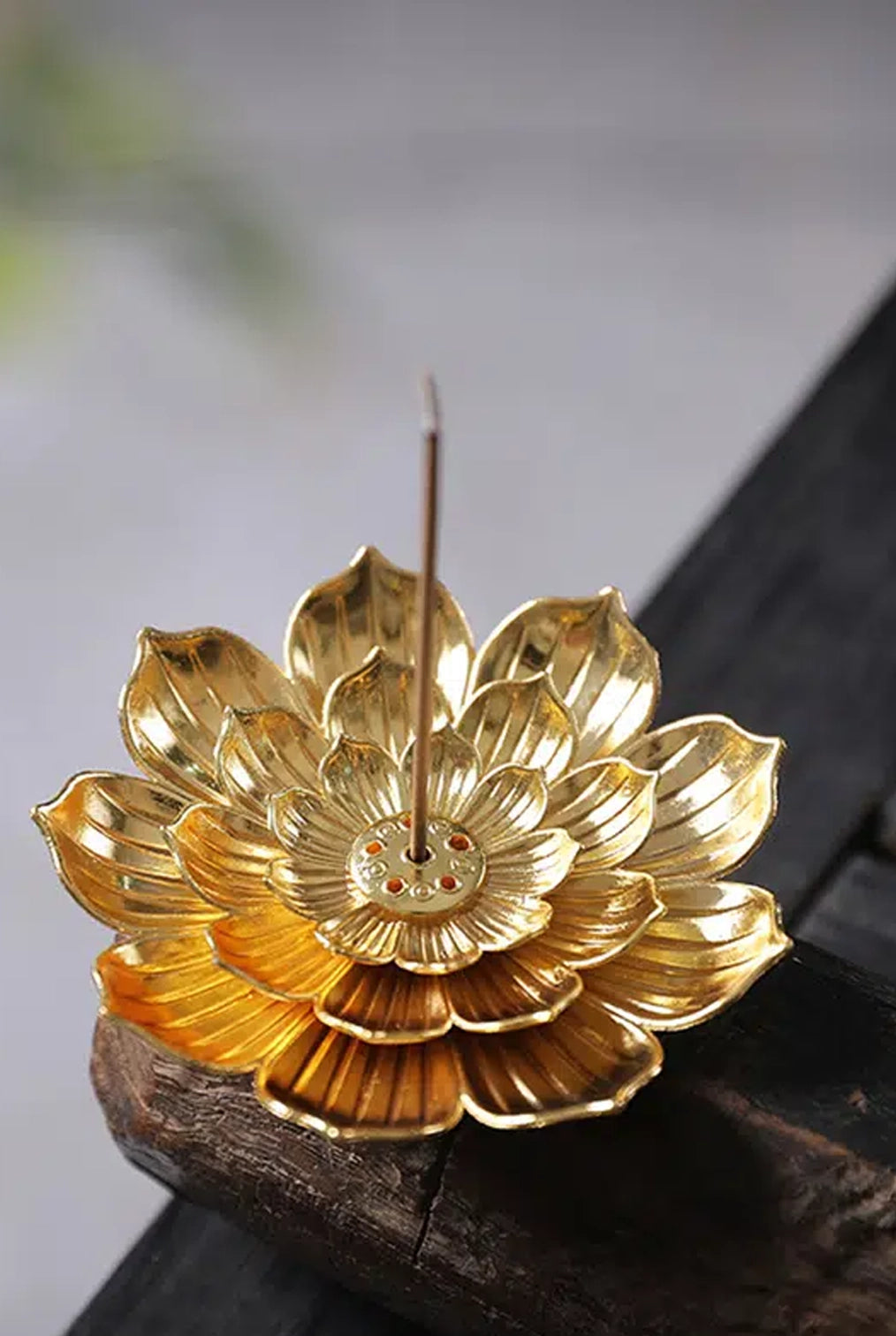 Lotus Shaped Golden Incense Holder from Magnifique Hearts