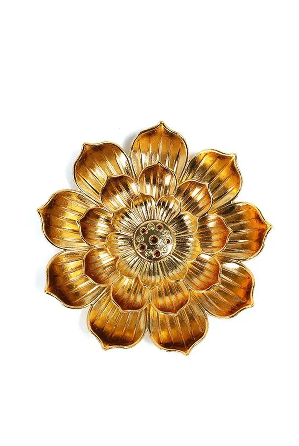 Lotus Shaped Golden Incense Holder