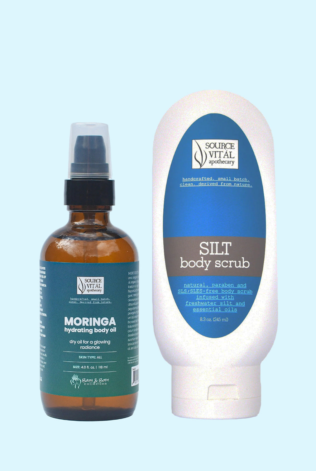 Source Vital's Clean Beauty Award Winning Body Scrub and Body Oil Duo