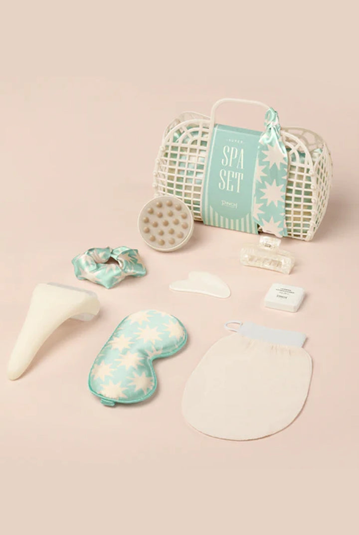 Pinch Provisions Super Spa Kit (Sea Glass) - Spa Day at Home - Spa Accessories Kit