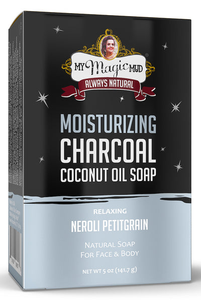 Relaxing Neroli and Pettitgrain Activated Charcoal and Coconut Oil Bar Soap for the face and body