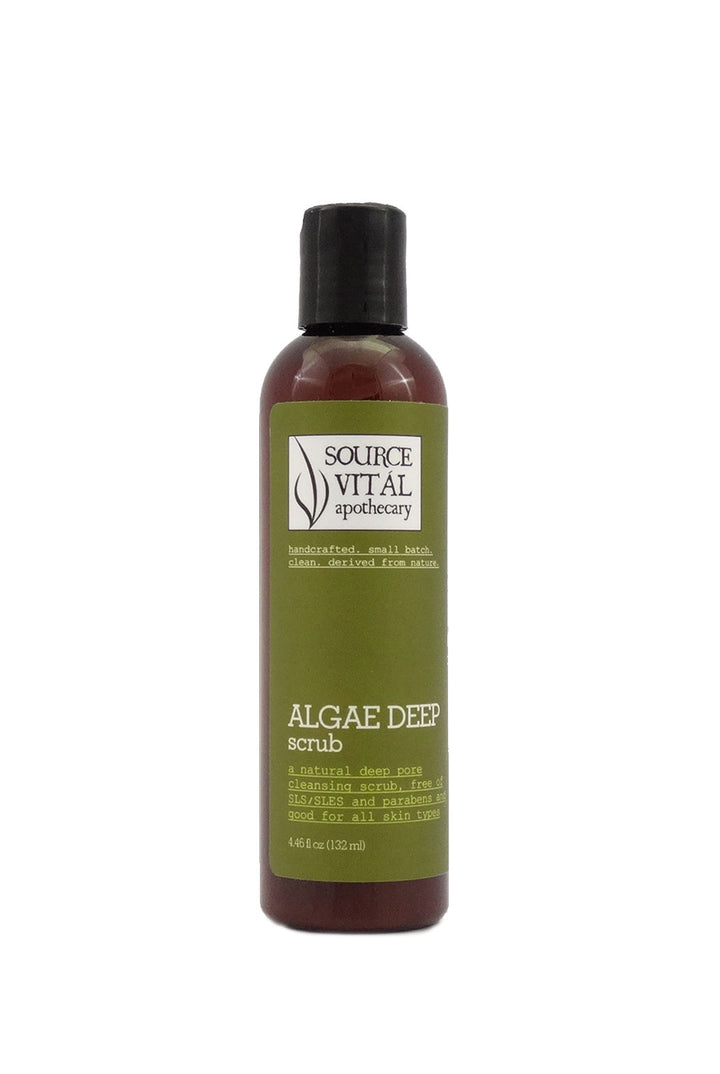 Natural Seaweed Cleanser & Exfoliant, Algae Deep Scrub - Made with Algae Powder, Rosehip Seed Powder, Essential Oils, and Bentonite & Kaolin Clays