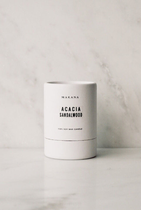 Acacia Sandalwood 100% Soy Wax Candle by Makana