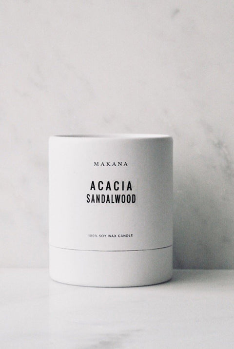 Acacia Sandalwood 100% Soy Wax Candle by Makana