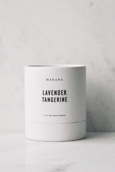 Lavender tangerine scented 100% soy wax candle by Makana