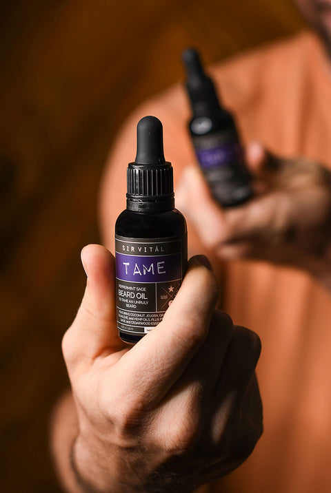 TAME beard oil from Sir Vital. For Wiry, Crazy, Untamed Beards and Whiskers